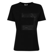 Elisabetta Franchi Svart Bomull Logo T-shirt Black, Dam