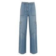 Elisabetta Franchi Cargo Denim Byxor Blå Blue, Dam