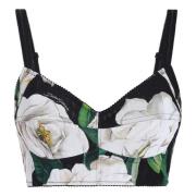 Dolce & Gabbana Svart Ärmlös Sweetheart Neckline Skjorta Multicolor, D...