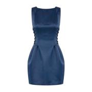 Elisabetta Franchi Elegant Ärmlös Båthals Klänning Blue, Dam