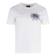 Etro Räfflad crew-neck T-shirt i bomull White, Dam