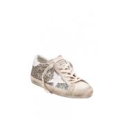 Golden Goose Glitter Suede Sneakers Beige/Brun Rund Tå Brown, Dam