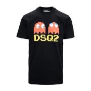 Dsquared2 Pac-Man Grafisk Bomull T-shirt Black, Herr