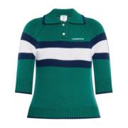 Casablanca Polo med broderad logotyp Green, Dam