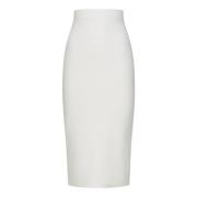 Victoria Beckham Vit Midi Kjol Aw24 White, Dam