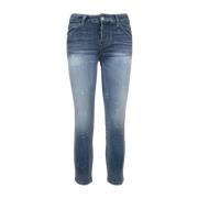 Dsquared2 Knäppta Damjeans med Läderpatch Blue, Dam