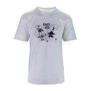 Saint Laurent Grafiskt Tryck Bomull Crewneck T-Shirt White, Herr