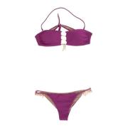 Miss Bikini Spets Bikini Set Metall Detaljer Purple, Dam