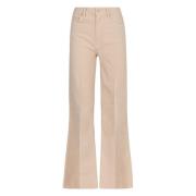 Mother Flared High-rise Jeans med Metallnitar Beige, Dam