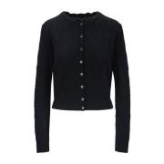 Elisabetta Franchi Mönstrad Knapp Cardigan Black, Dam