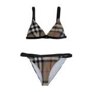 Burberry Rutig Bikini Set med Krok Beige, Dam