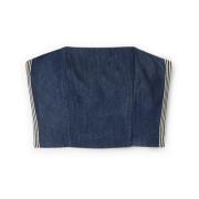 Motivi Bustier topp i denim-look med sidoband Blue, Dam