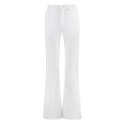 Lois Hög midja utsvängda jeans med fransad nederkant White, Dam