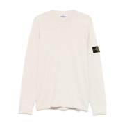 Stone Island Beige Crew Neck Stickad Tröja Sweater Beige, Herr