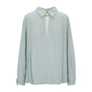 Elisabetta Franchi Guld Knapp Viskos Blus Blue, Dam