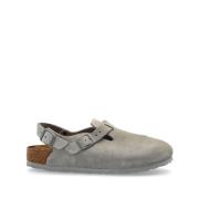 Birkenstock Grå Mocka Slingback Sandaler Gray, Dam