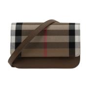 Burberry Läder Axelväska Magnetknapp Multicolor, Dam