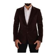 Dolce & Gabbana Elegant Brun Cord Blazer Slim Fit Brown, Herr