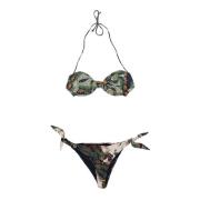 F**k Blommig Bikini Set med Snörning Multicolor, Dam