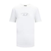 Diesel Dam Slip-On T-shirt med Rhinestone Logo White, Dam