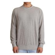 Dolce & Gabbana Grå Bomull Crewneck Pullover Tröja Gray, Herr