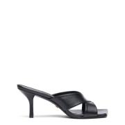 Stuart Weitzman Carmen 75 Slide - Modern fyrkantig tå slide Black, Dam