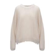 Aniye By Mohair Blandning Rund Hals Tröja Beige, Dam