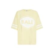 Ball Sportig Oversize Tee med Randigt Tryck Yellow, Dam