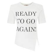 Elisabetta Franchi Dam Jersey T-shirt med Bokstavstryck White, Dam