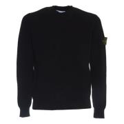 Stone Island Svart Ribbstickad Crew Neck Sweater Black, Herr