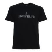 Stone Island Slim Fit Reflekterande Logga T-shirt Black, Herr