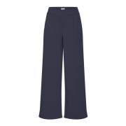 Ichi Långa Breda Straight-Leg Byxor Total Eclipse Blue, Dam