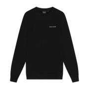 Lyle & Scott Mellanlager Broderad Crew Neck Sweatshirt Black, Herr