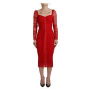 Dolce & Gabbana Röd Bodycon Klänning med Italienskt Hantverk Red, Dam