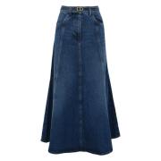 Twinset Denim Hög Midja A-linje Kjol Blue, Dam