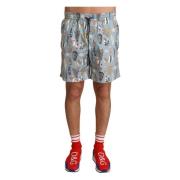 Dolce & Gabbana Elegant skaltryck simshorts Blue, Herr