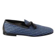 Dolce & Gabbana Elegant vävda läderloafers Blue, Herr