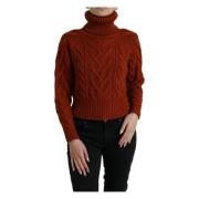 Dolce & Gabbana Lyxig Brun Ull Turtleneck Tröja Brown, Dam