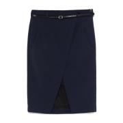 Patrizia Pepe Navy Blue Kjol med Fickor Blue, Dam