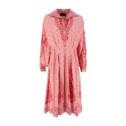 Etro Blommig Paisley Midi Klänning Pink, Dam