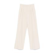 Patrizia Pepe Beige Byxor med Fram Pressknapp Beige, Dam