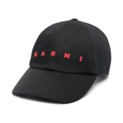 Marni Svart Logotyp Hatt Stiligt Mode Tillbehör Black, Herr