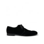 Dolce & Gabbana Elegant Svart Sammet Derby Skor Black, Herr