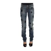 John Galliano Elegant Bootcut Jeans i Blå Tvätt Blue, Dam