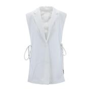 Dondup Ärmelös V-ringad knappblazer White, Dam