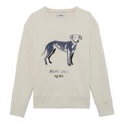 Autry Blue Lacy Bomulls Sweatshirt med Rund Hals Beige, Herr