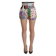 Dolce & Gabbana Patchwork Designer Shorts med hög midja Multicolor, Da...