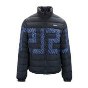 Versace Herr Dragkedja Puffer Jacka Black, Herr