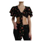 Dolce & Gabbana Blommigt Crop Top Lyxmode Black, Dam