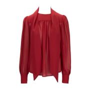 Elisabetta Franchi Blus med pärlknappar Red, Dam